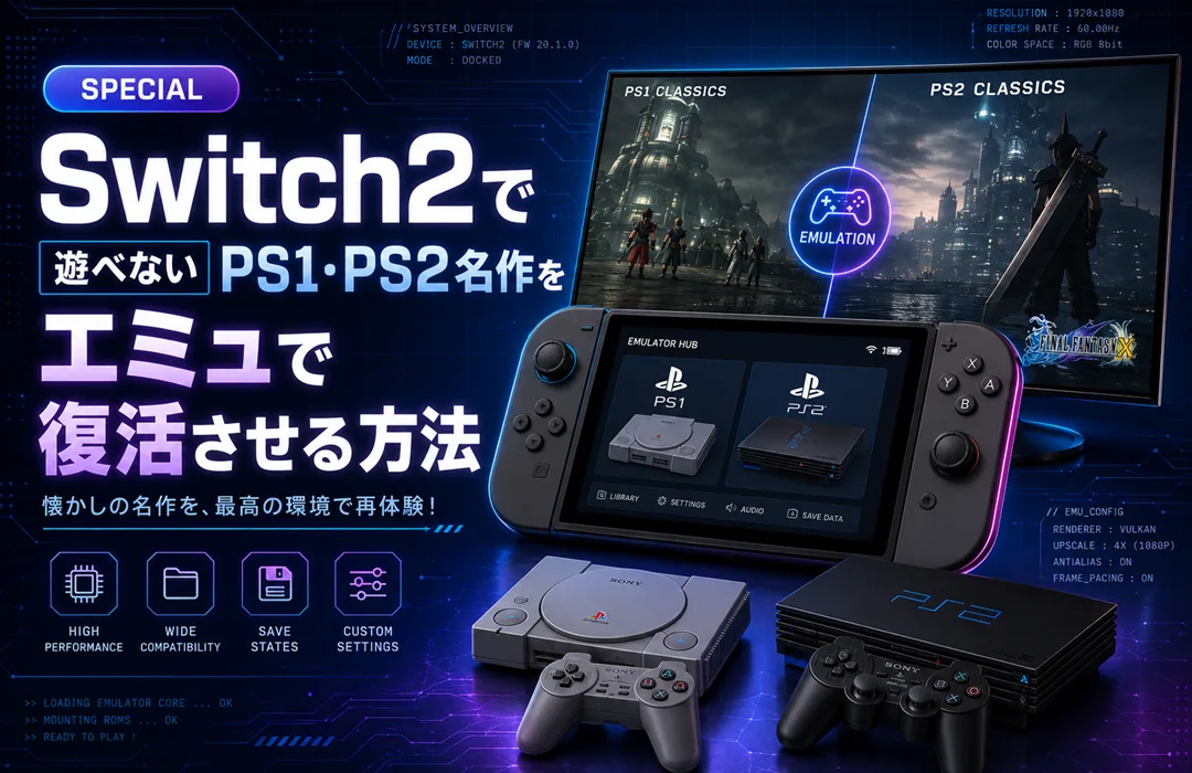 【Switch2】で遊べないPS1・PS2名作をエミュで復活させる方法【ePSXe】