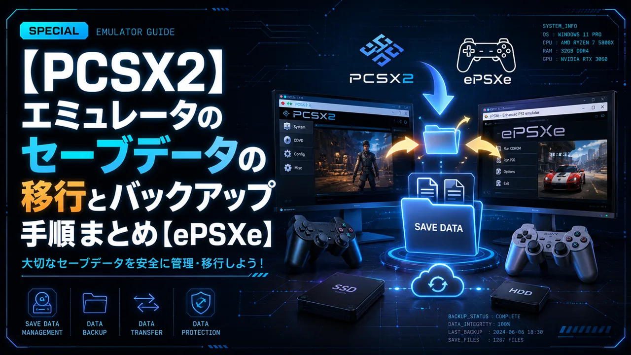 【PCSX2】エミュレータのセーブデータの移行とバックアップ手順まとめ【ePSXe】
