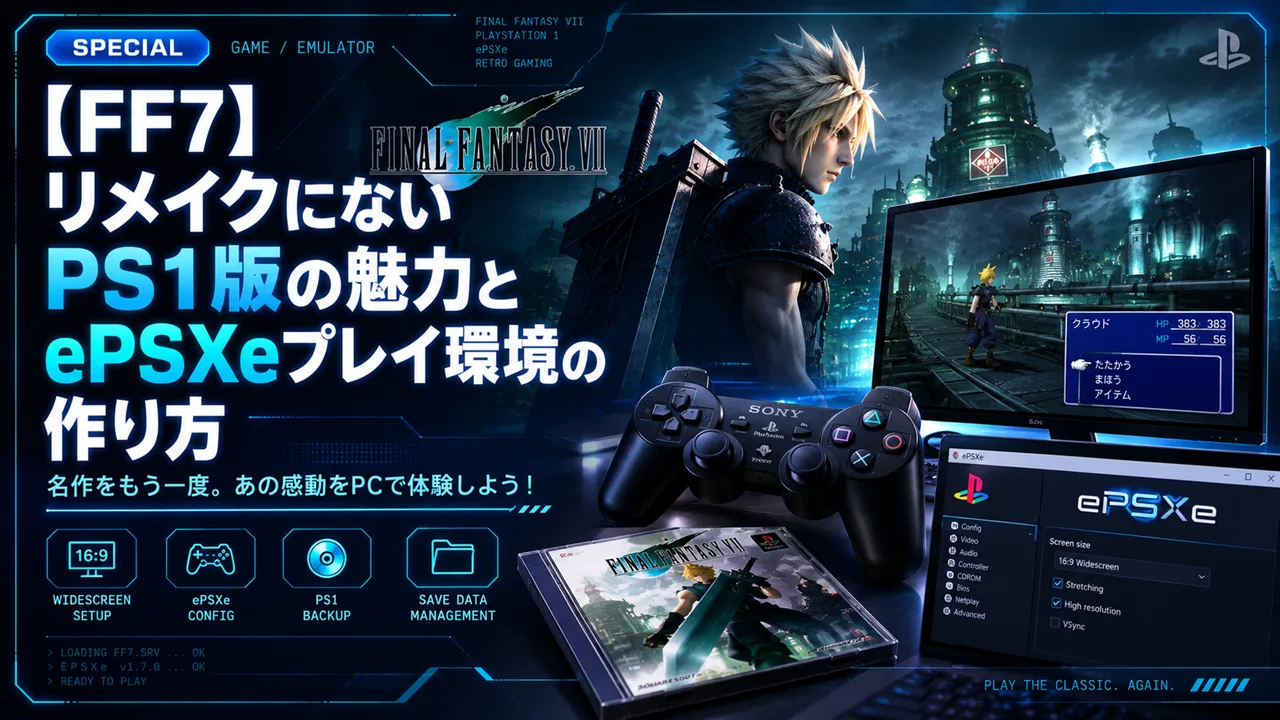 【FF7】リメイクにないPS1版の魅力とePSXeプレイ環境の作り方